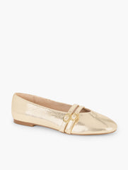 GOLD VERA LEATHER MARY JANE BALLET FLATS - METALLIC CRACKLE | Talbots for sale