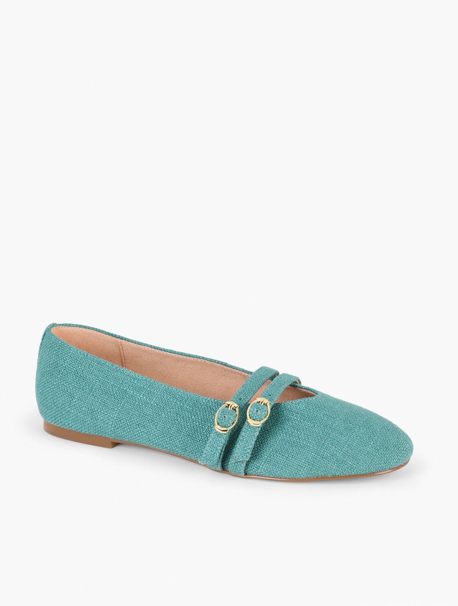 LUSH GREEN VERA WASHED LINEN MARY JANE BALLET FLATS | Talbots near me