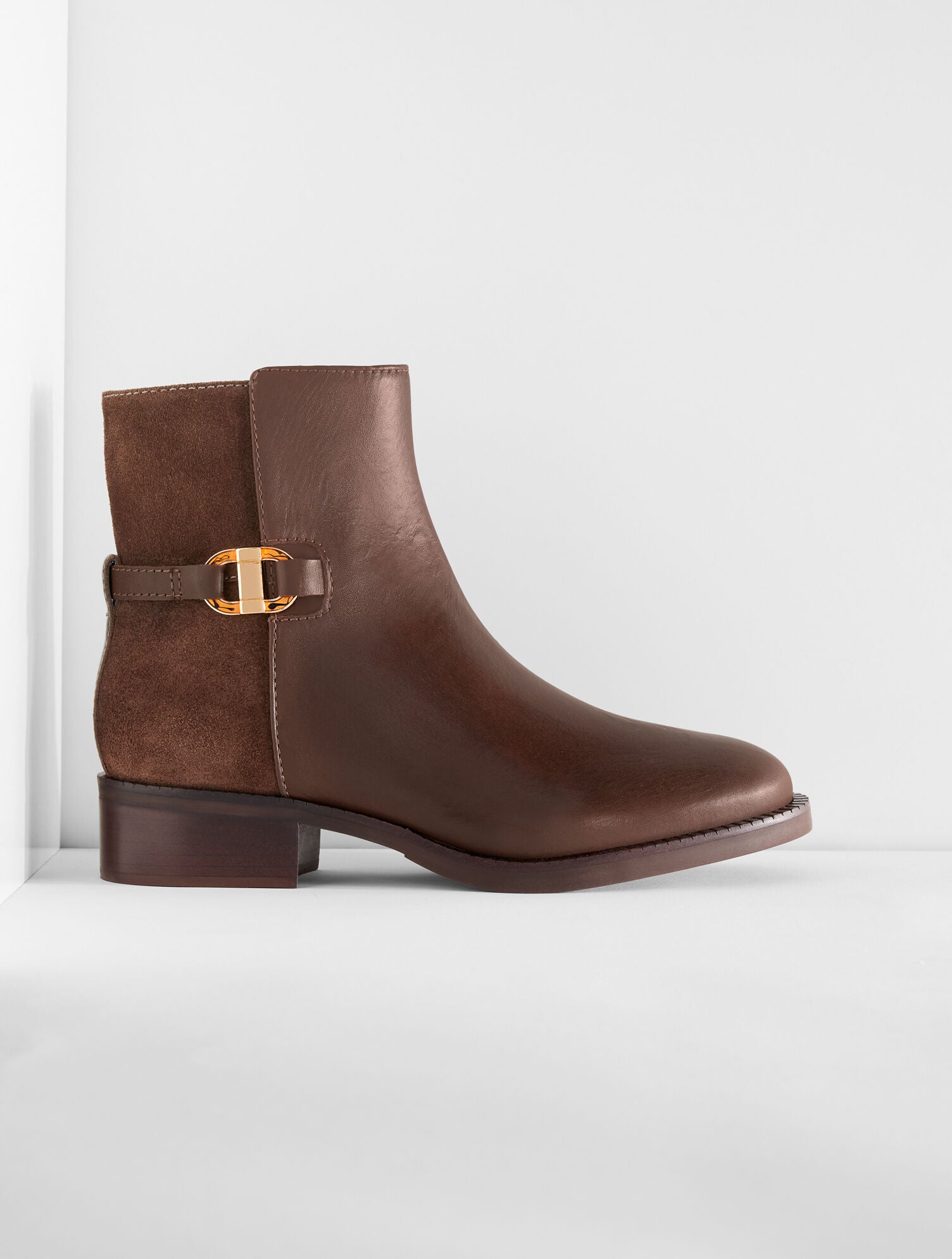 BLACK|DARK WALNUT WAVERLY NAPPA ANKLE BOOTS | Talbots discount