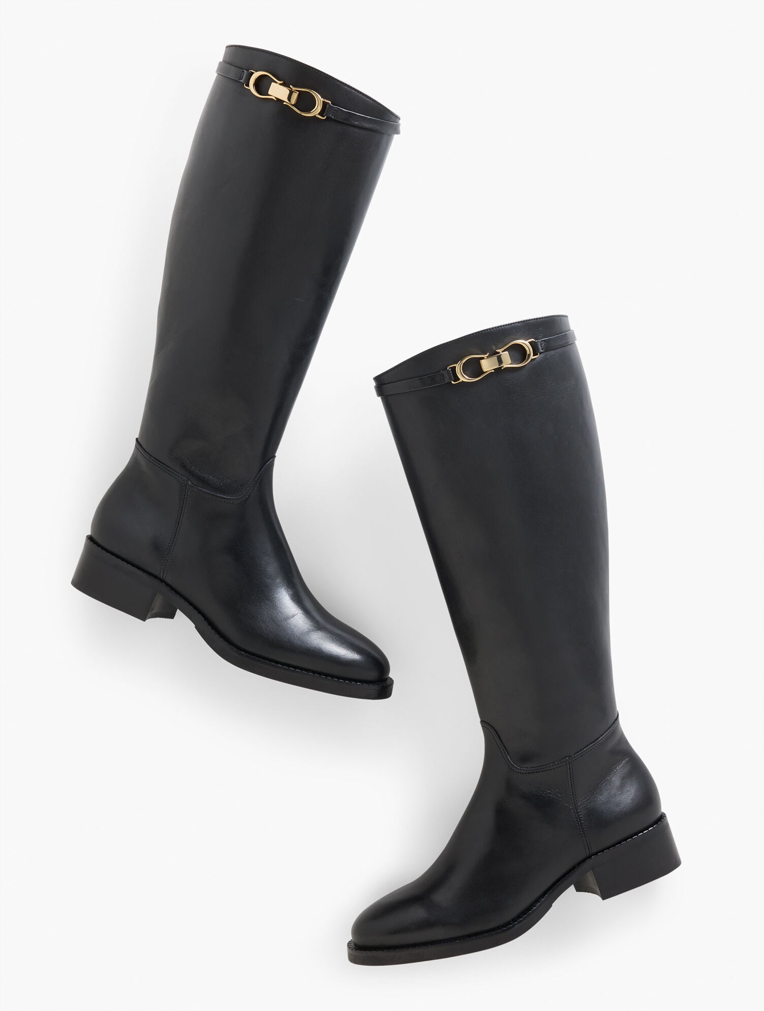 BLACK|COGNAC WAVERLY VACHETTA TALL RIDING BOOTS - EXTENDED CALF | Talbots online
