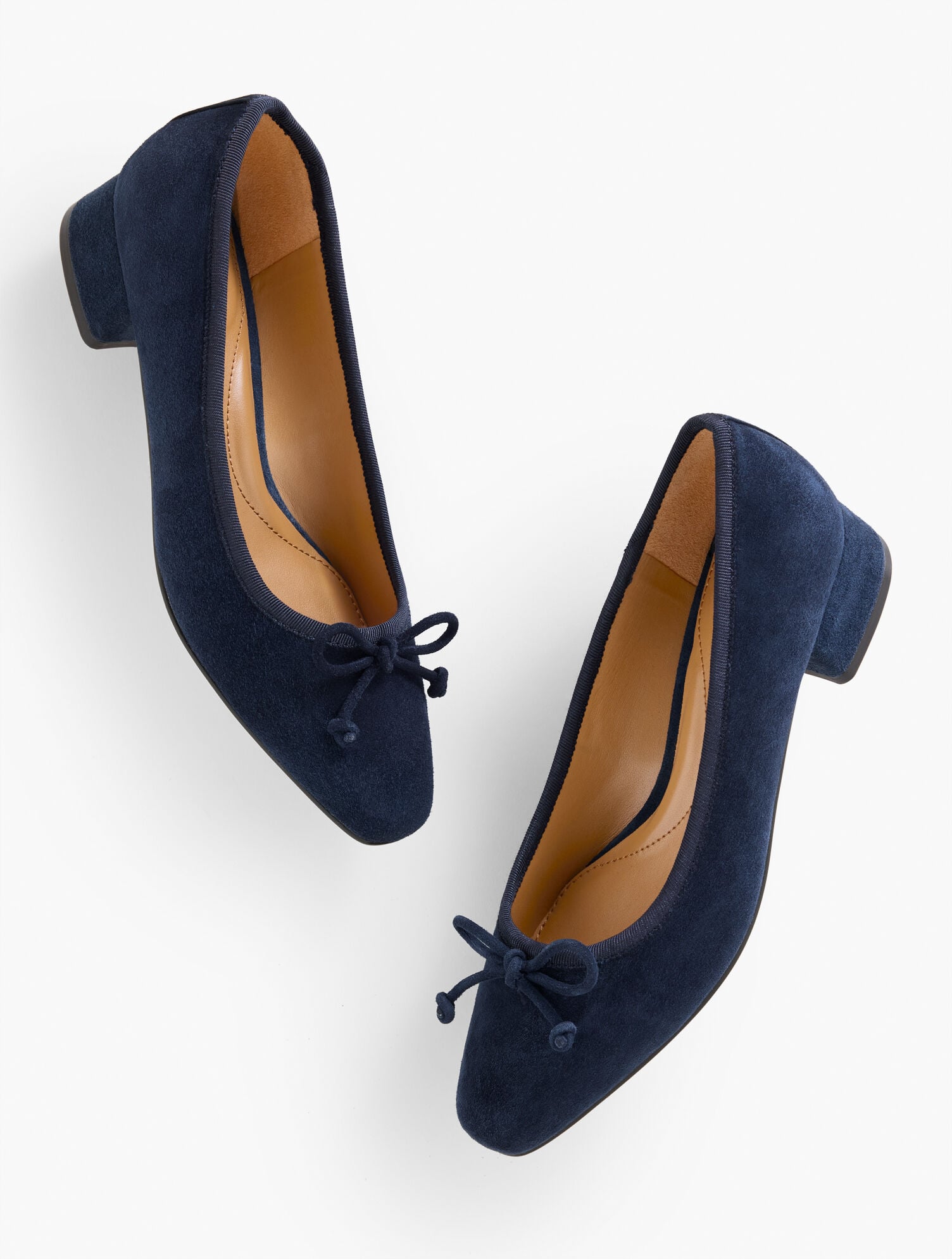 INDIGO BLUE|LIGHT TOFFEE VANESSA SUEDE BLOCK HEEL PUMPS | Talbots near me