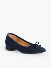 INDIGO BLUE|LIGHT TOFFEE VANESSA SUEDE BLOCK HEEL PUMPS | Talbots near me