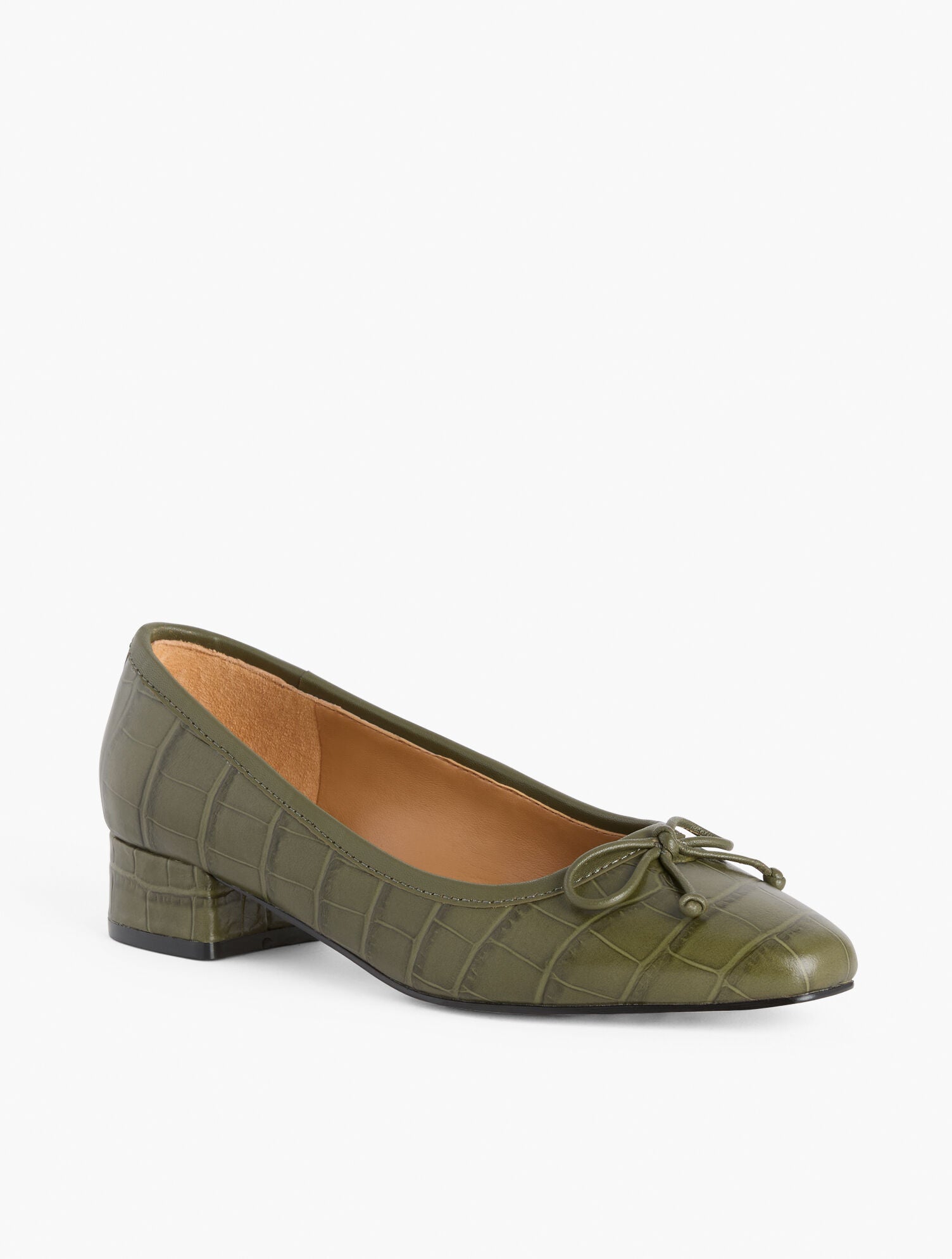 OAK MOSS VANESSA BLOCK HEEL PUMPS - CROC EMBOSSED | Talbots outlet