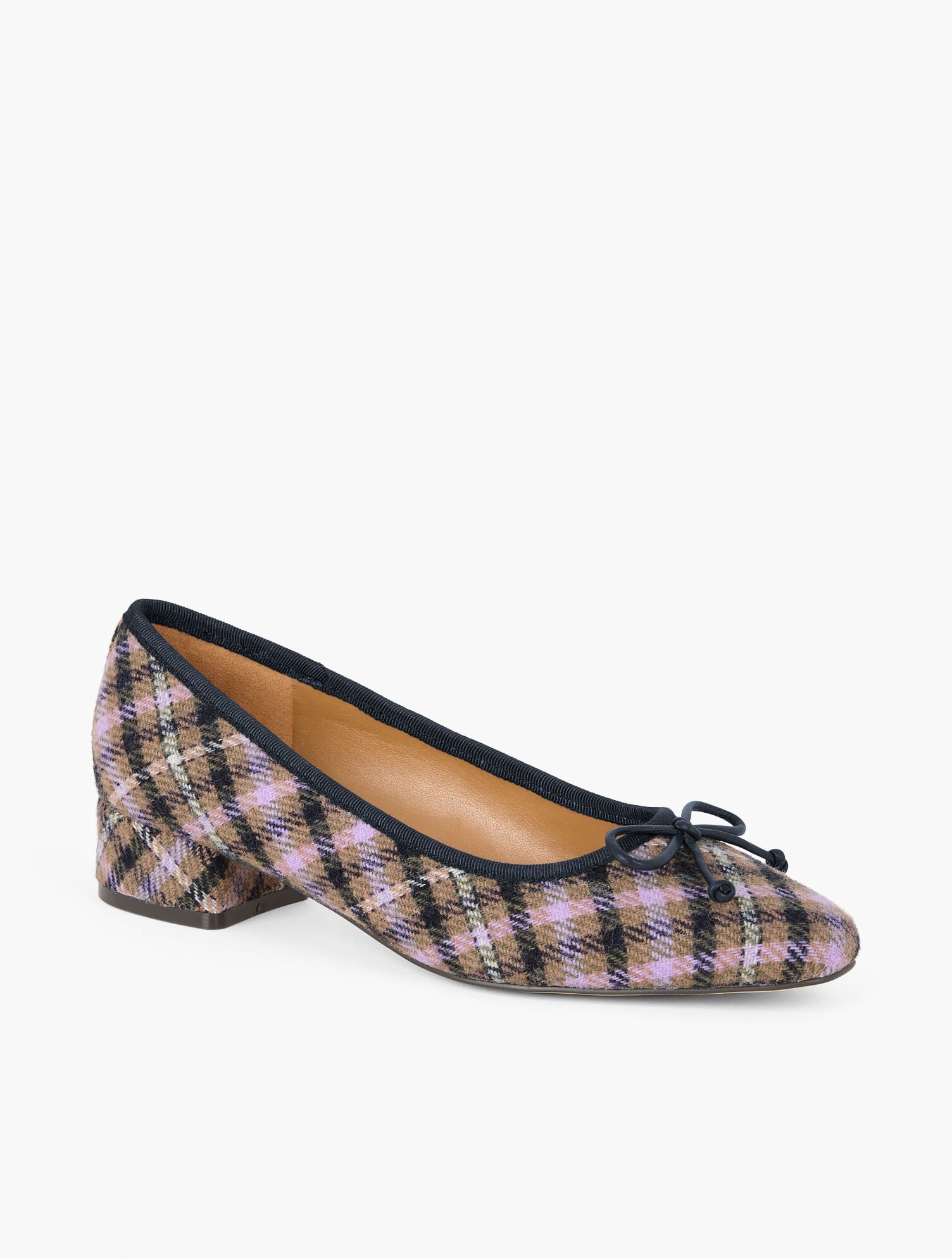 BURNT OLIVE MULTI VANESSA PEMBERLEY PLAID BLOCK HEEL PUMPS | Talbots online