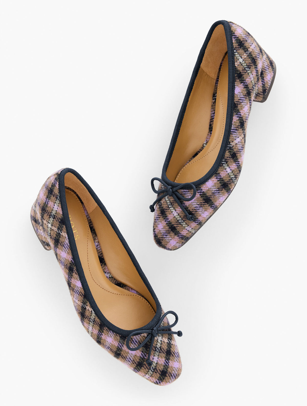 BURNT OLIVE MULTI VANESSA PEMBERLEY PLAID BLOCK HEEL PUMPS | Talbots online