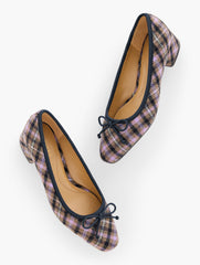 BURNT OLIVE MULTI VANESSA PEMBERLEY PLAID BLOCK HEEL PUMPS | Talbots online