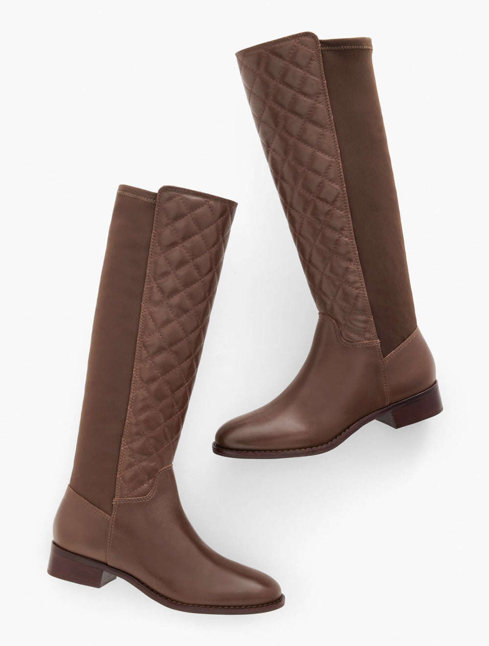 DARK WALNUT TISH STRETCH QUILTED LEATHER TALL BOOTS | Talbots online