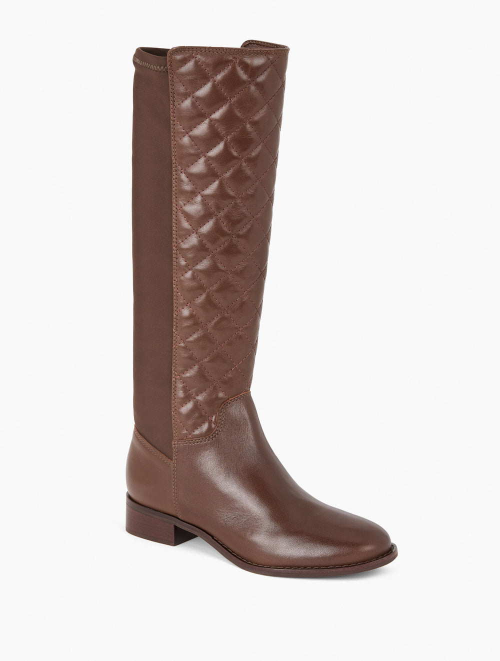 DARK WALNUT TISH STRETCH QUILTED LEATHER TALL BOOTS | Talbots online