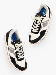 BLACK/WHITE/BURGUNDY KEDS® RENA DALMATA NYLON SUEDE SNEAKERS | Talbots near me