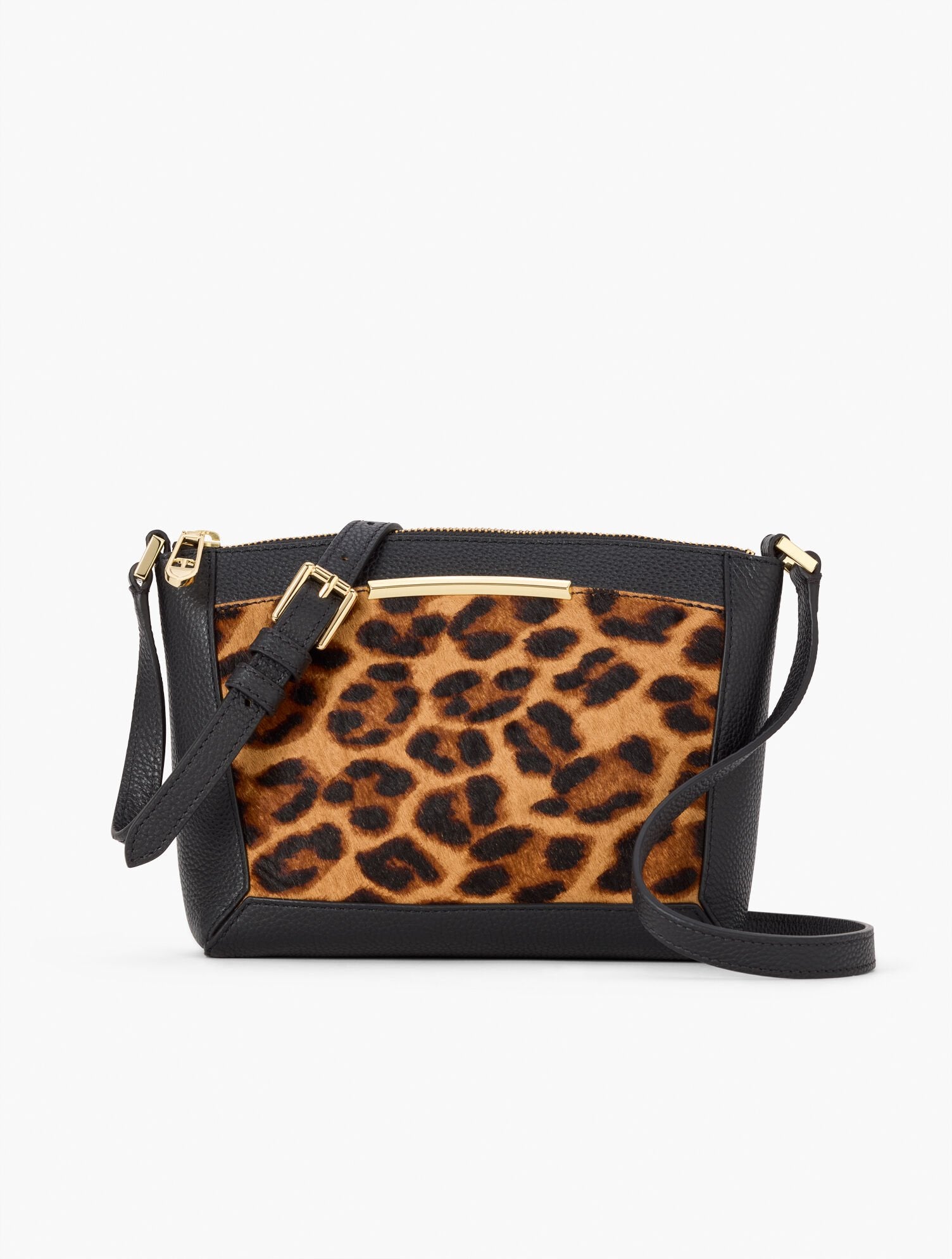 BLACK/TAN MULTI CALF HAIR & PEBBLE LEATHER CROSSBODY BAG | Talbots US