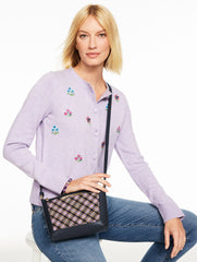 INDIGO BLUE/BURNT OLIVE DARCY LEATHER PEMBERLEY PLAID CROSSBODY BAG | Talbots on sale