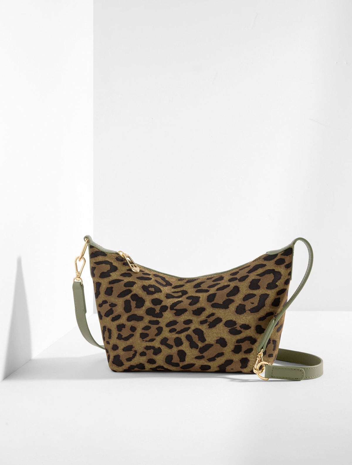 BURNT OLIVE LEOPARD SUEDE CONVERTIBLE CROSSBODY BAG | Talbots discount