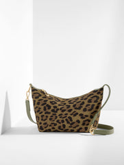 BURNT OLIVE LEOPARD SUEDE CONVERTIBLE CROSSBODY BAG | Talbots discount