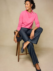 INDIGO STUDDED LEATHER CRESCENT BAG | Talbots outlet