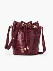 DEEP BURGUNDY CROC EMBOSSED BUCKET BAG | Talbots online