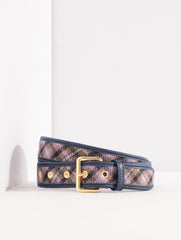 INDIGO BLUE/BURNT OLIVE PEMBERLEY PLAID BELT | Talbots discount