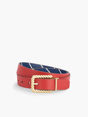 REVERSIBLE LEATHER BELT - STRIPE | Talbots on sale