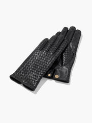BLACK WOVEN LEATHER GLOVES | Talbots online