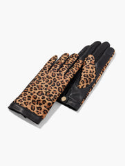 TOASTED COCONUT MULTI LEOPARD CALF HAIR LEATHER GLOVES | Talbots for sale