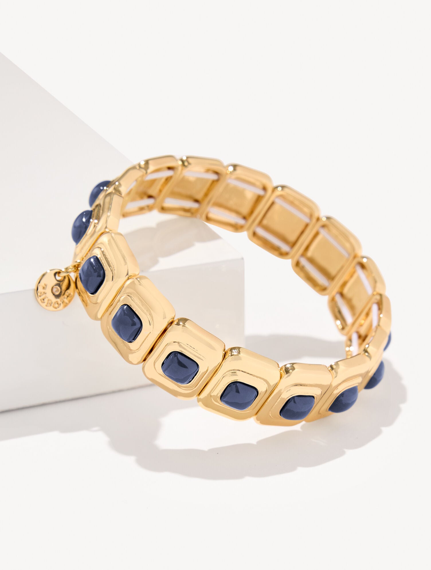 LAPIS BLUE/GOLD LINEAR GEO STRETCH BRACELET | Talbots sale