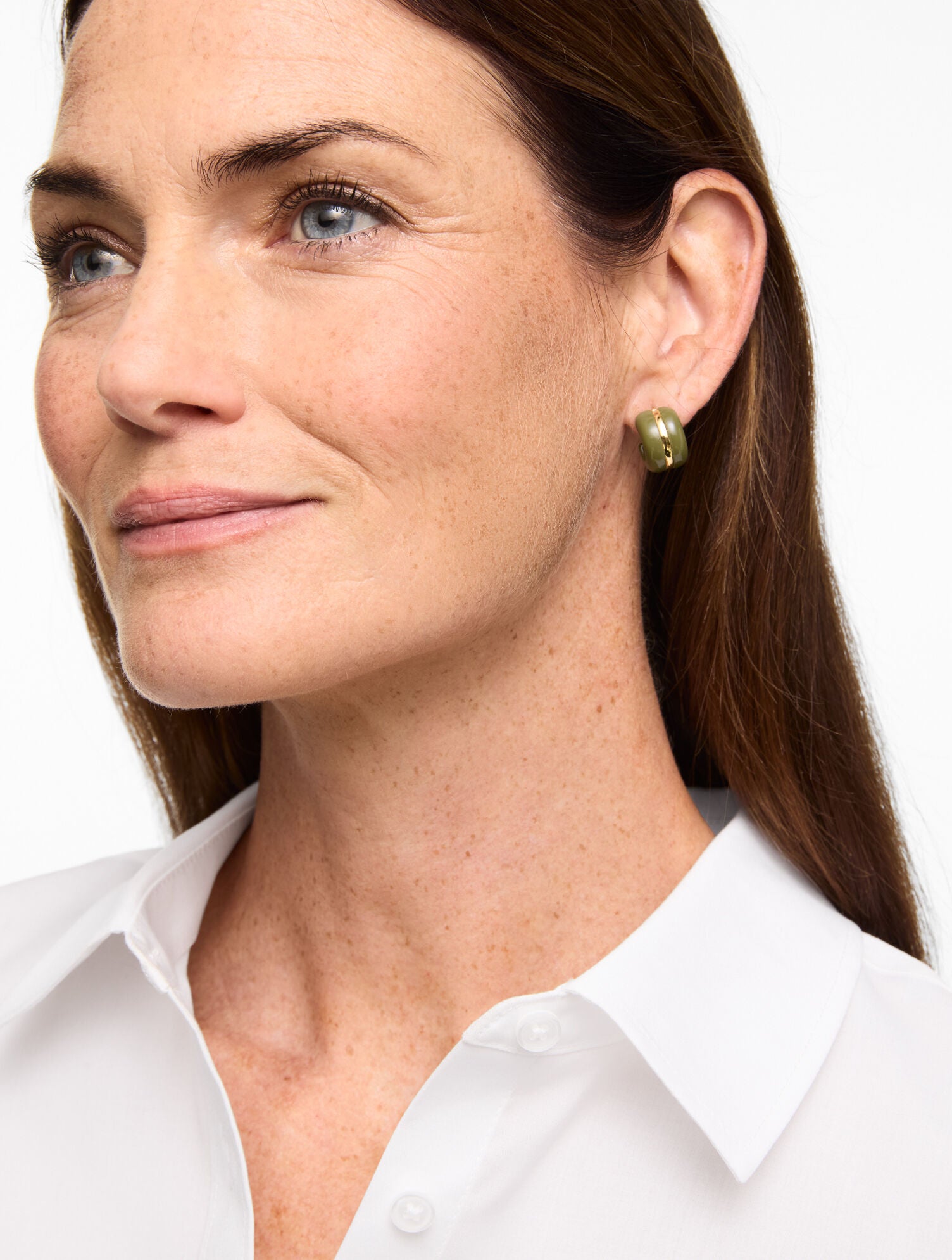 IVORY/GOLD RESIN HUGGIE HOOP EARRINGS | Talbots online