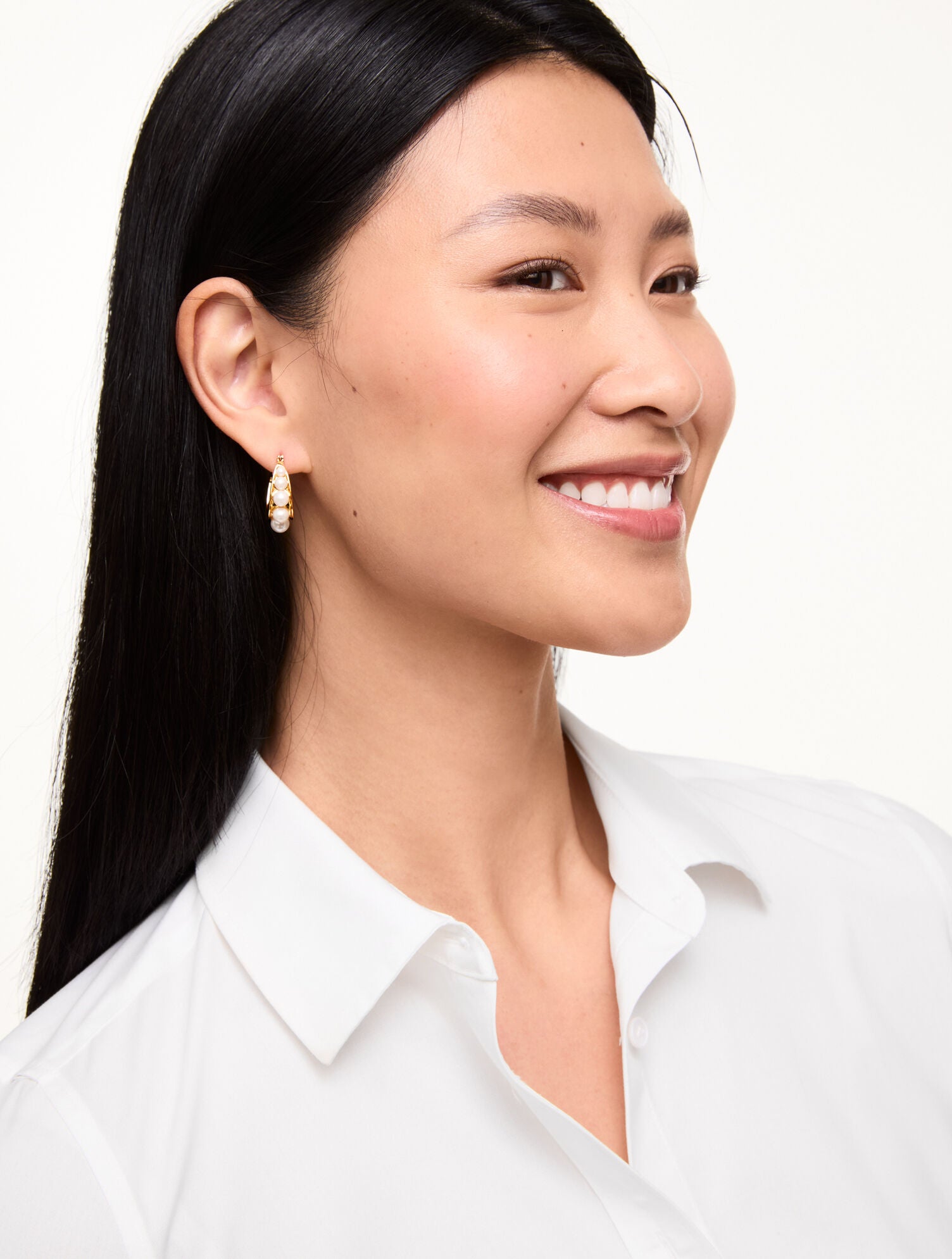 IVORY PEARL/GOLD PEARL GARLAND HOOP EARRINGS | Talbots near me