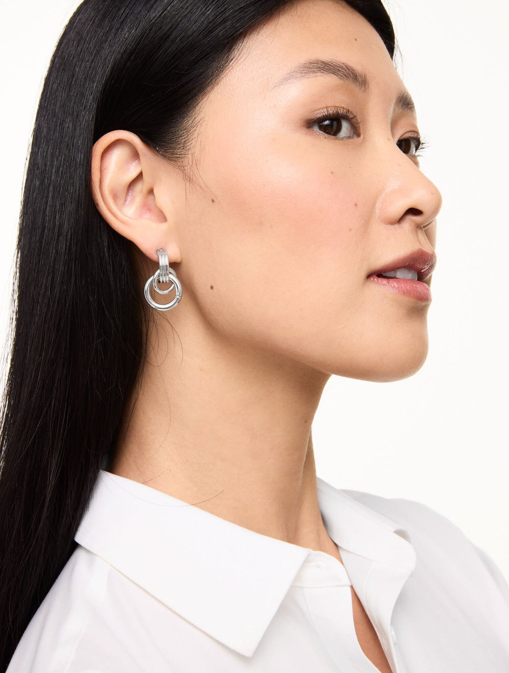 SILVER INTERLOCK SCULPTURAL EARRINGS | Talbots discount