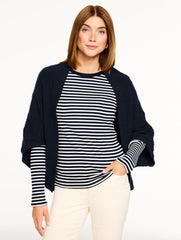 INDIGO BLUE ECHO MIXED STITCH SHRUG | Talbots online