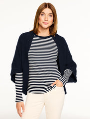 INDIGO BLUE ECHO MIXED STITCH SHRUG | Talbots sale