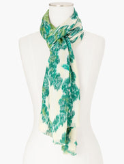 LUSH GREEN MULTI WATERCOLOR DAMASK OBLONG SCARF | Talbots online