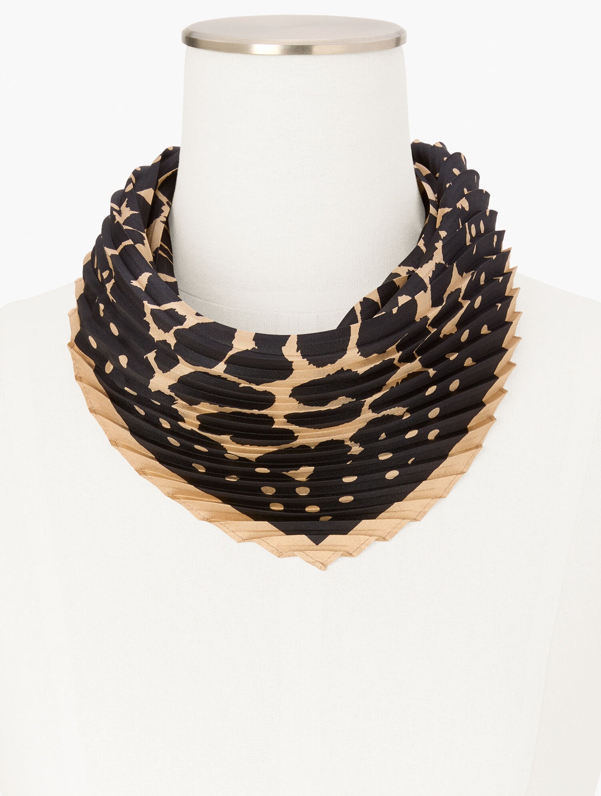 TOASTED COCONUT MULTI DOTS & ANIMAL PLEATED SILK SQUARE SCARF | Talbots US