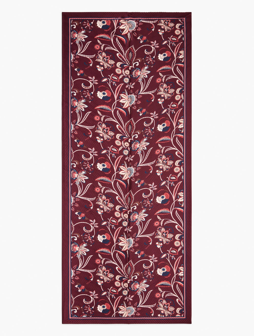 RICH BURGUNDY MULTI ECHO PLEATED LIVELY FLORAL OBLONG SCARF | Talbots on sale