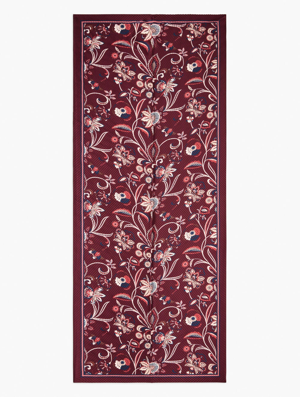 RICH BURGUNDY MULTI ECHO PLEATED LIVELY FLORAL OBLONG SCARF | Talbots near me