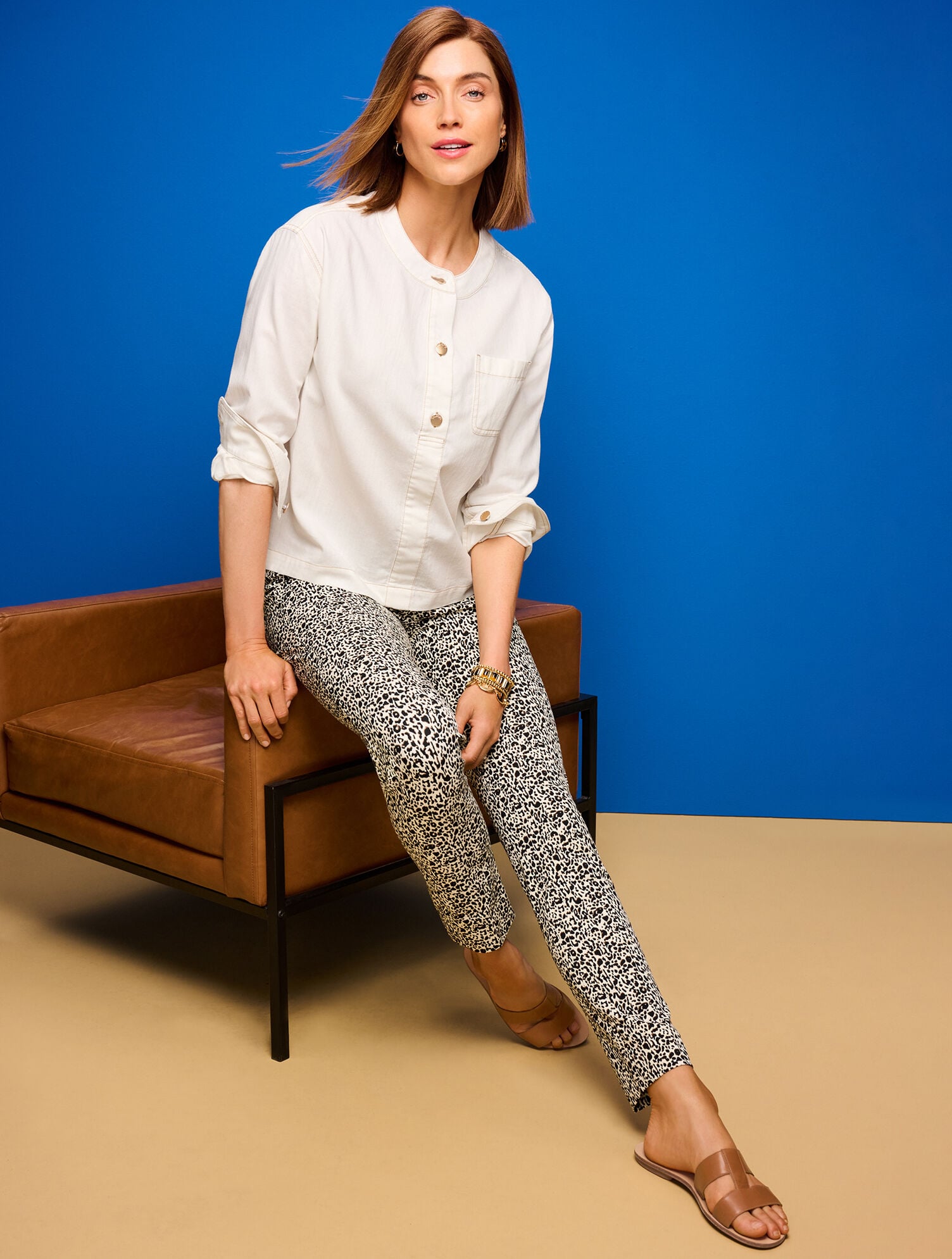 LIGHT ECRU DENIM POPOVER SHIRT - LIGHT ECRU | Talbots sale