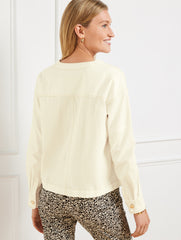 LIGHT ECRU DENIM POPOVER SHIRT - LIGHT ECRU | Talbots sale