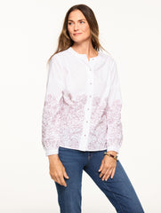WHITE CONTRAST EMBROIDERED POPLIN TOP | Talbots near me