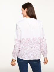 WHITE CONTRAST EMBROIDERED POPLIN TOP | Talbots near me