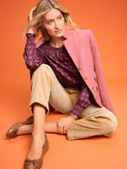 RICH BURGUNDY MULTI SMOCKED TOP - CHARMING HORSE | Talbots on sale