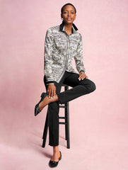 IVORY/BLACK BUTTON FRONT SHIRT - LONDON MAP | Talbots sale
