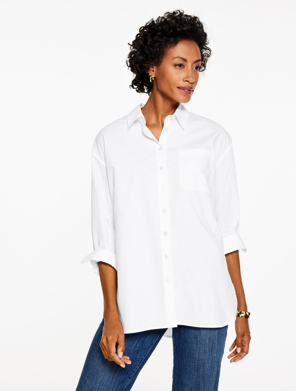 WHITE EVERYDAY RELAXED SHIRT | Talbots on sale