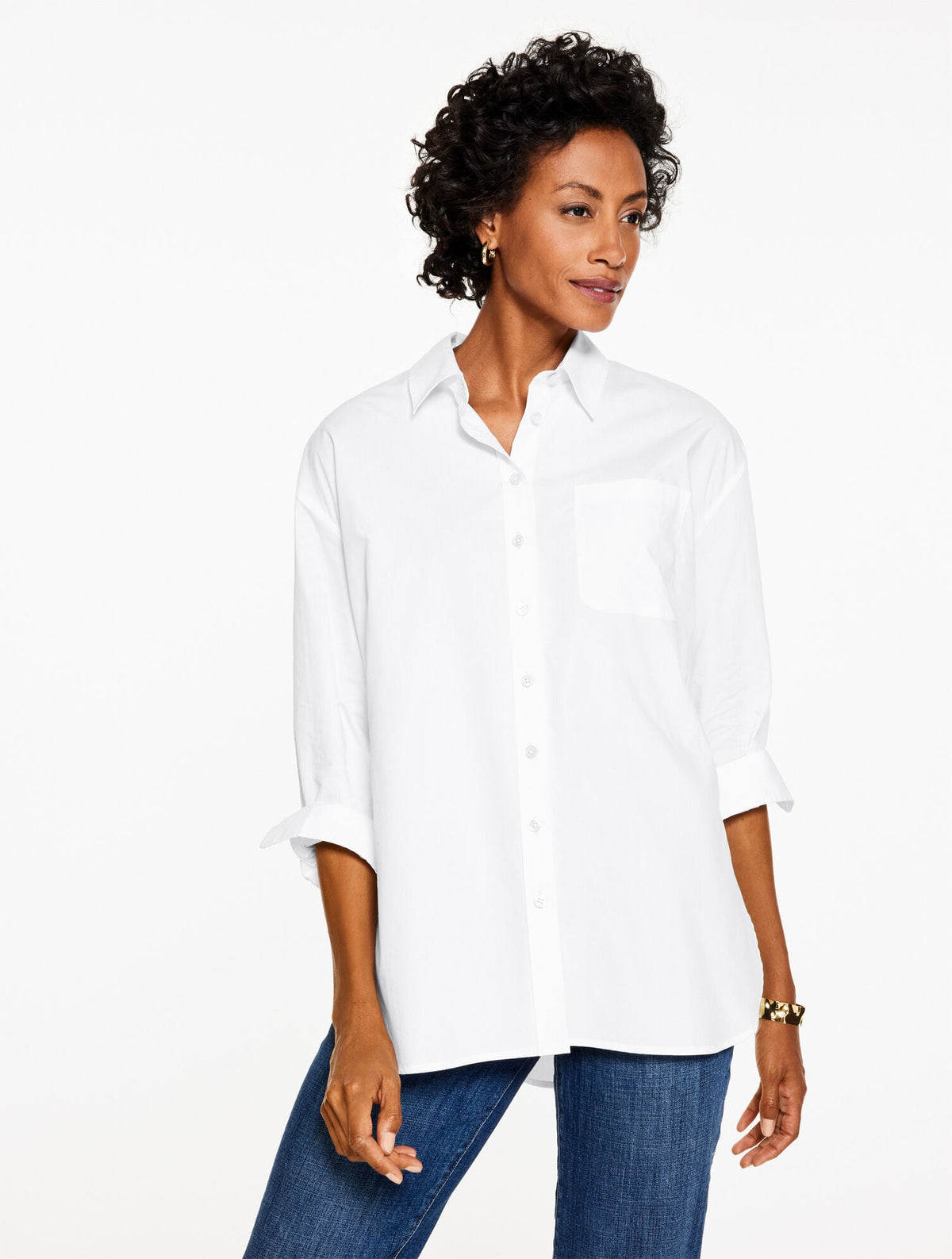 WHITE EVERYDAY RELAXED SHIRT | Talbots on sale