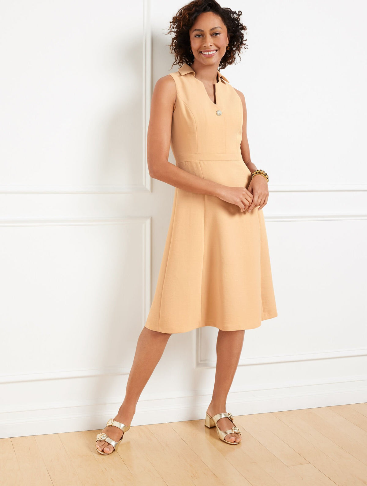 REGENT TAUPE POLISHED CREPE DRESS | Talbots discount