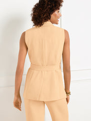 REGENT TAUPE POLISHED CREPE TIE WAIST VEST | Talbots on sale