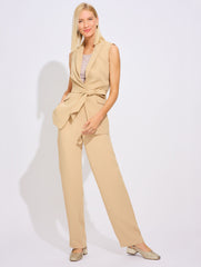 REGENT TAUPE POLISHED CREPE TIE WAIST VEST | Talbots US
