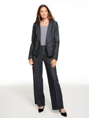 BLACK/WHITE REFINED DENIM DOUBLE BREASTED BLAZER | Talbots US