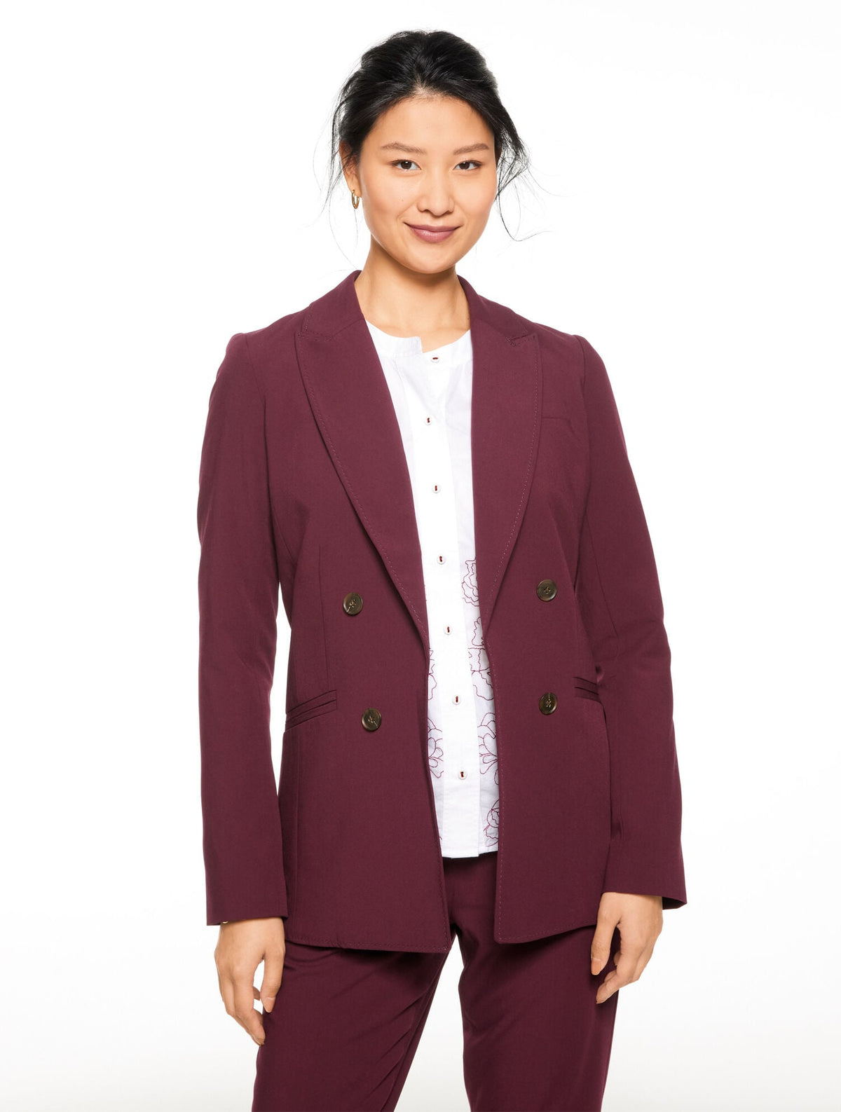 RICH BURGUNDY CITY TWILL BLAZER | Talbots US