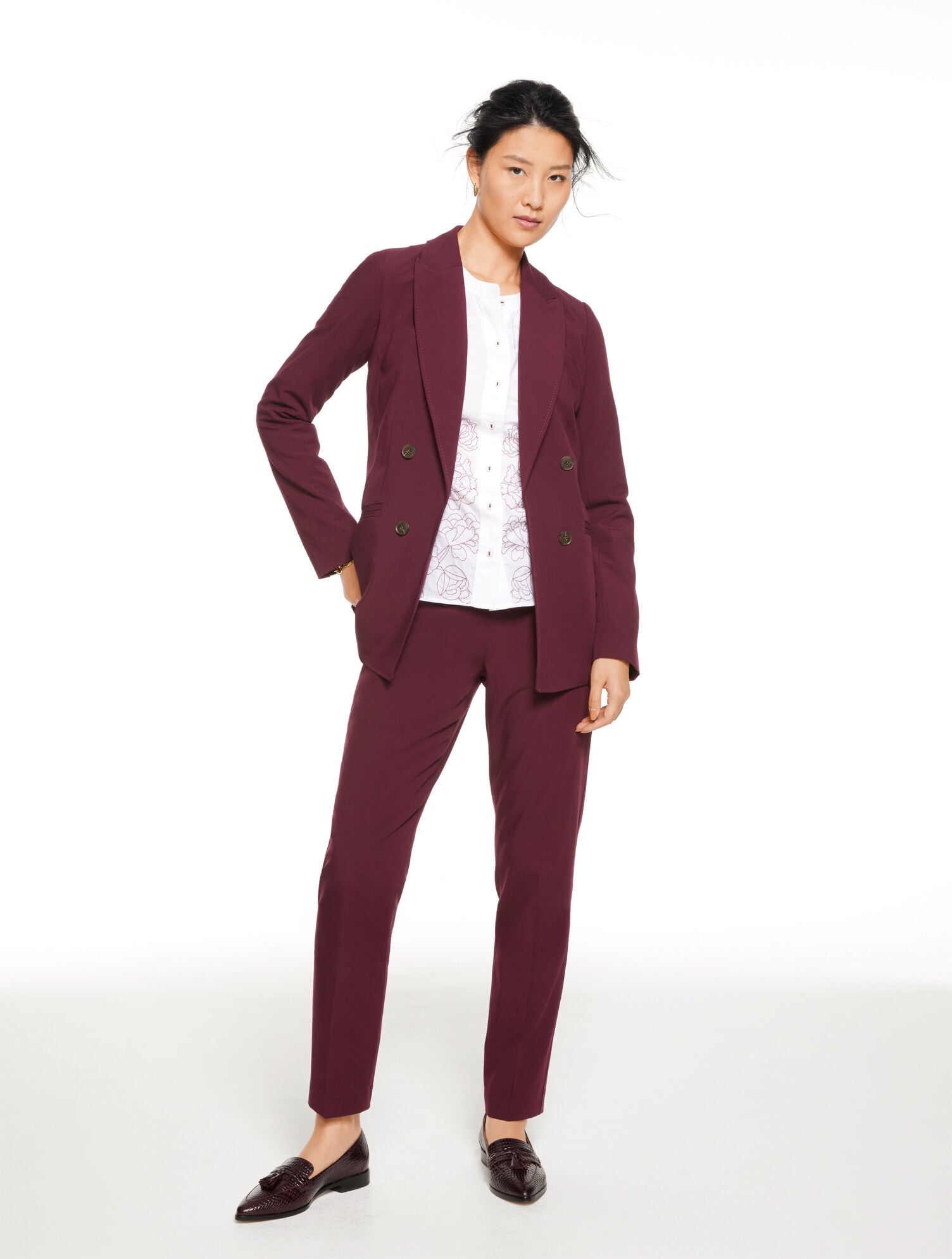 RICH BURGUNDY CITY TWILL BLAZER | Talbots US