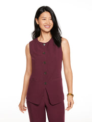 RICH BURGUNDY CITY TWILL VEST | Talbots outlet