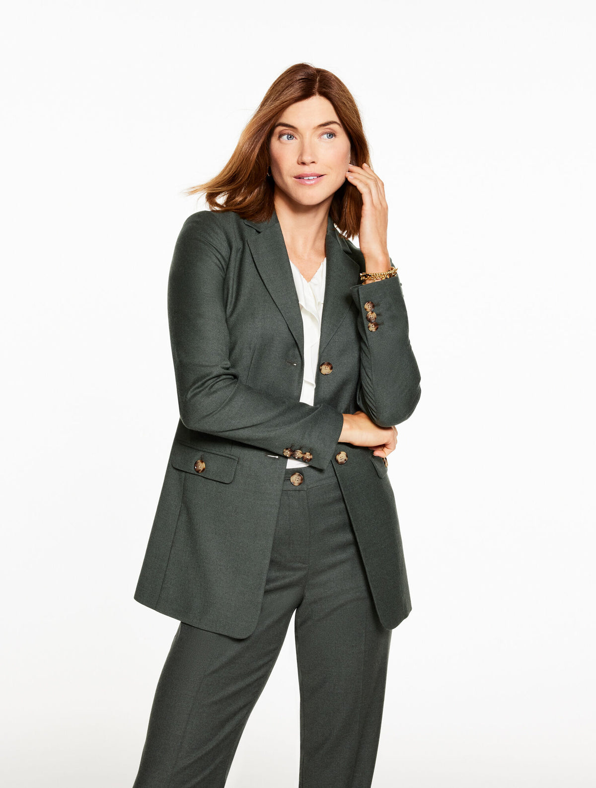 DARK GREEN|DEEPEST CHOCOLATE LUXE ITALIAN FLANNEL BLAZER | Talbots sale