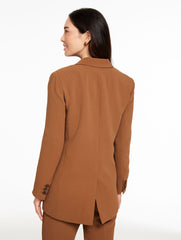 MOONLIGHT BLUE|SIERRA BROWN POLISHED CREPE SINGLE BUTTON BLAZER | Talbots near me